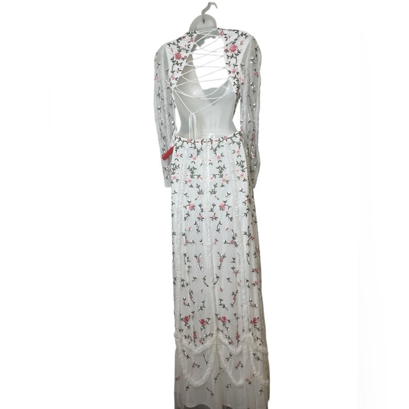 Mac Duggal New 70159 White Floral Embroidered Long Sleeve A-Line Cut Out Gown 0 - Picture 4 of 9